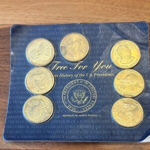 1997 Reader’s Digest Solid Brass Presidential Coins New on Card Mint Washington
